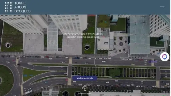 Pantalla de inicio del recorrido de Arcos Bosques en Koppi
