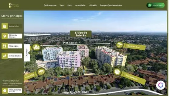 Pantalla de inicio del recorrido de Bosques de Tepepan en Koppi