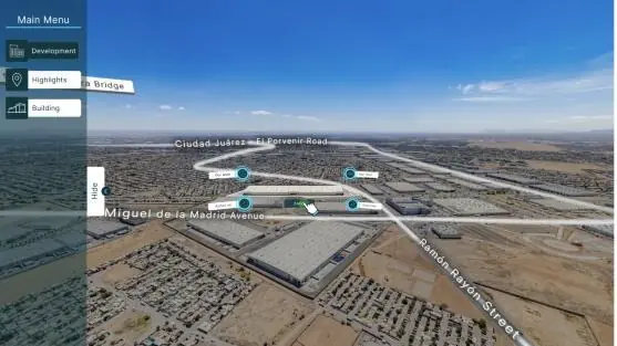 Pantalla de inicio del recorrido de Centro Industrial Juárez en Koppi