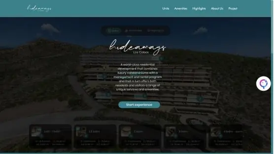 Pantalla de inicio del recorrido de Hideaways en Koppi