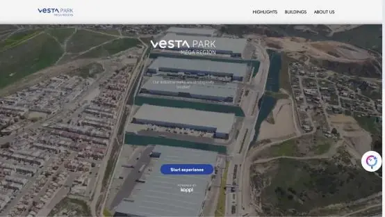 Pantalla de inicio del recorrido de Mega Región en Koppi