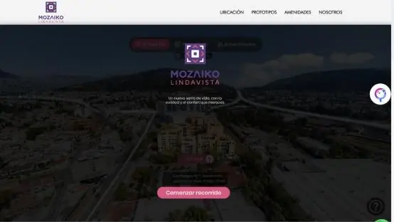 Pantalla de inicio del recorrido de Mozaiko Lindavista en Koppi