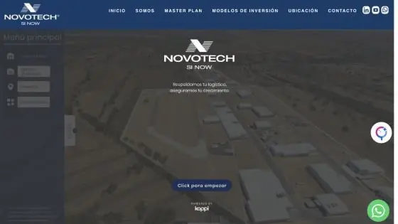 Pantalla de inicio del recorrido de Novotech Silao en Koppi