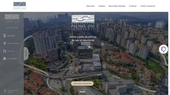 Pantalla de inicio del recorrido de Palmas Uno en Koppi