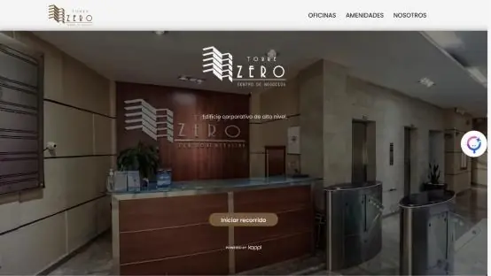 Pantalla de inicio del recorrido de Torre Centro de Negocios en Koppi