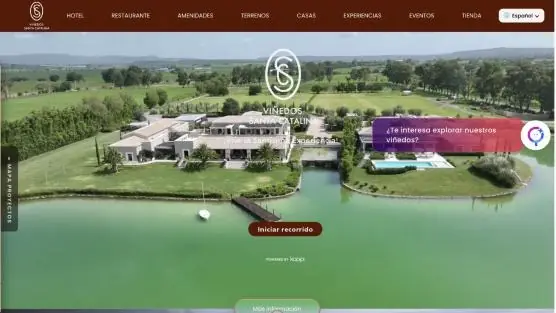 Pantalla de inicio del recorrido de Viñedo Santa Catalina en Koppi